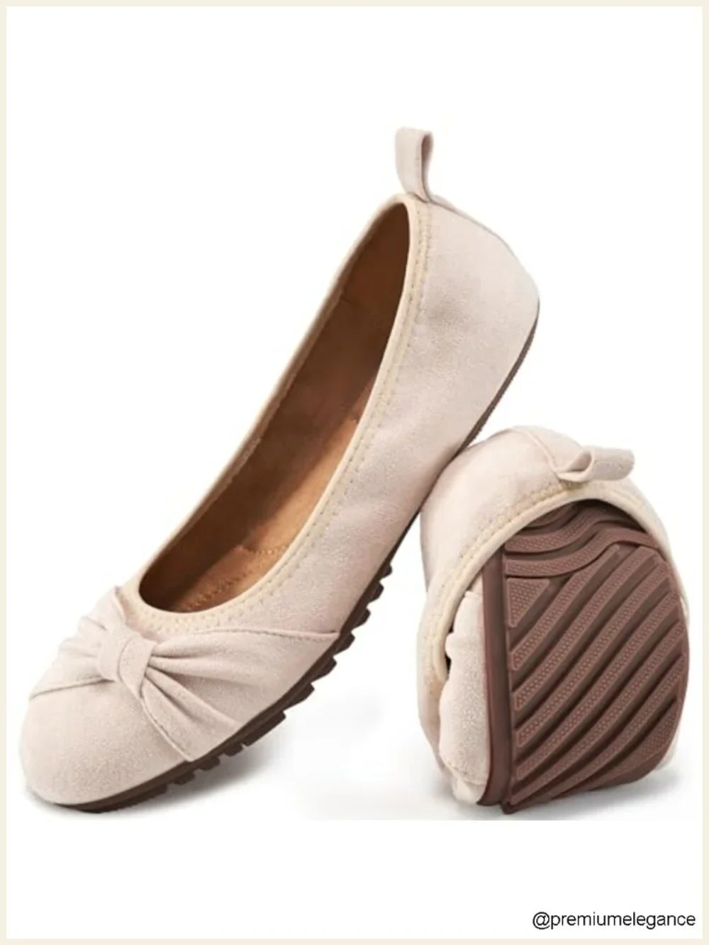 Lightweight Foldable Ballet Flats with Memory Foam Cushioning - Slip-On Work